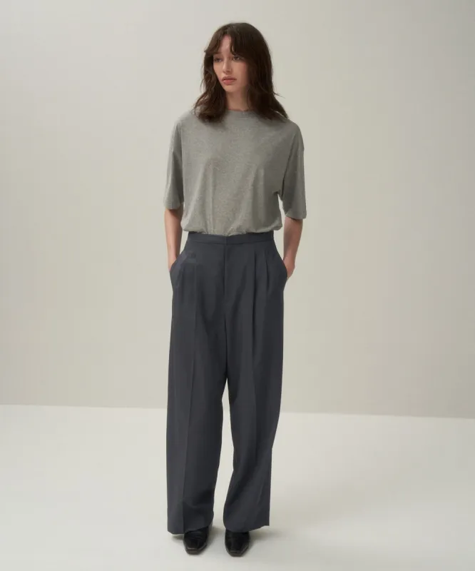 TECHNO WOOL TWILL | EASY TUCKED PANTS sold by ATON
