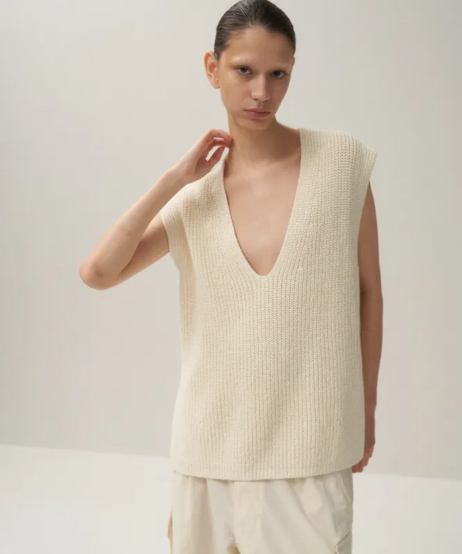 SILK WASHI LILIYARN | V-NECK VEST sold by ATON
