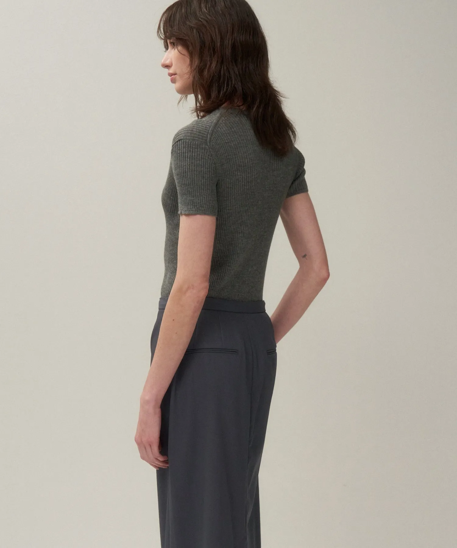 RAMIE WOOL RIB | SHORT SLEEVE SWEATER sold by ATON product image thumbnail 3