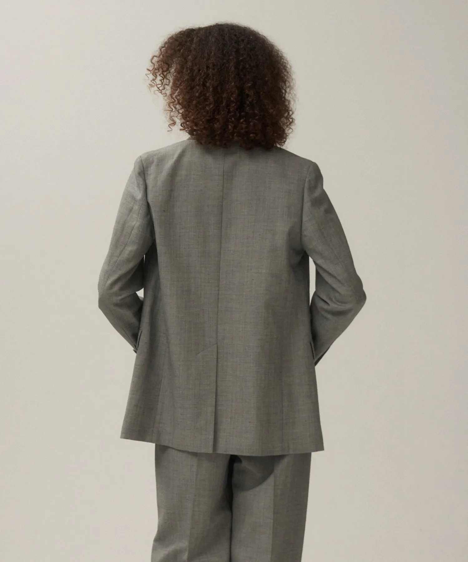 WOOL LINEN SHARKSKIN | DOUBLE-BREASTED JACKET sold by ATON product image thumbnail 3