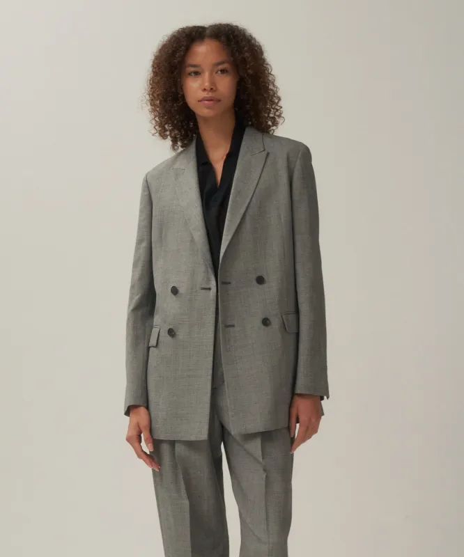 WOOL LINEN SHARKSKIN | DOUBLE-BREASTED JACKET sold by ATON