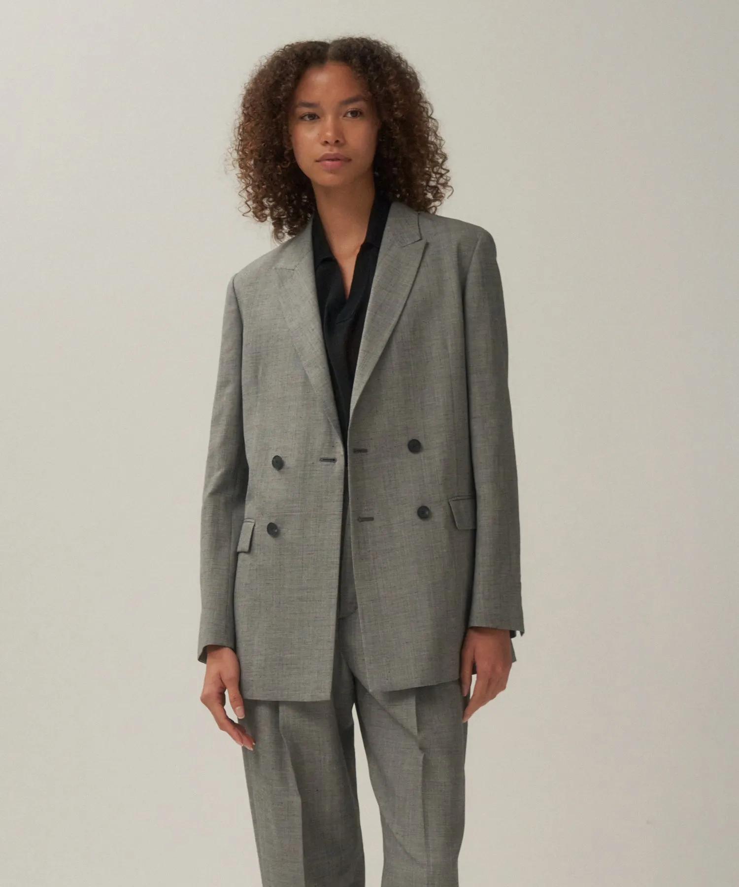 WOOL LINEN SHARKSKIN | DOUBLE-BREASTED JACKET sold by ATON