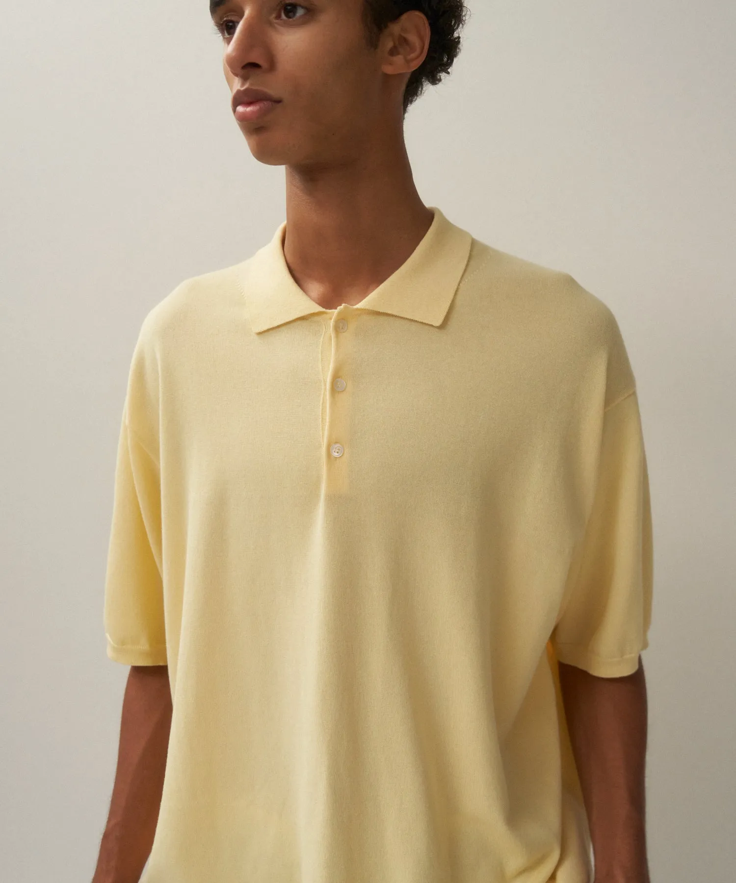 COTTON WASHI KNIT | HALF SLEEVE POLO SWEATER sold by ATON product image thumbnail 2