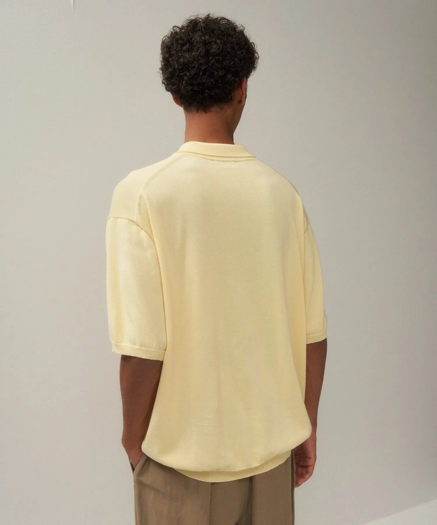 COTTON WASHI KNIT | HALF SLEEVE POLO SWEATER sold by ATON product image thumbnail 3