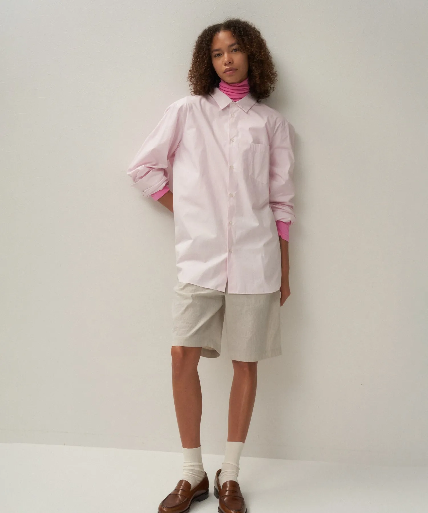STRETCH NYLON LINEN | WIDE TWO TUCKED SHORTS sold by ATON product image thumbnail 5