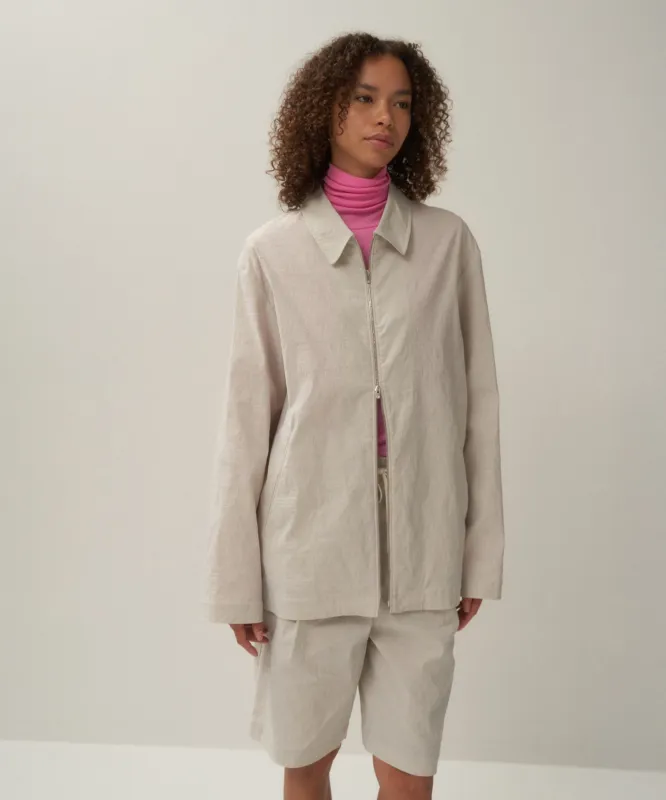 STRETCH NYLON LINEN | ZIP-UP JACKET sold by ATON