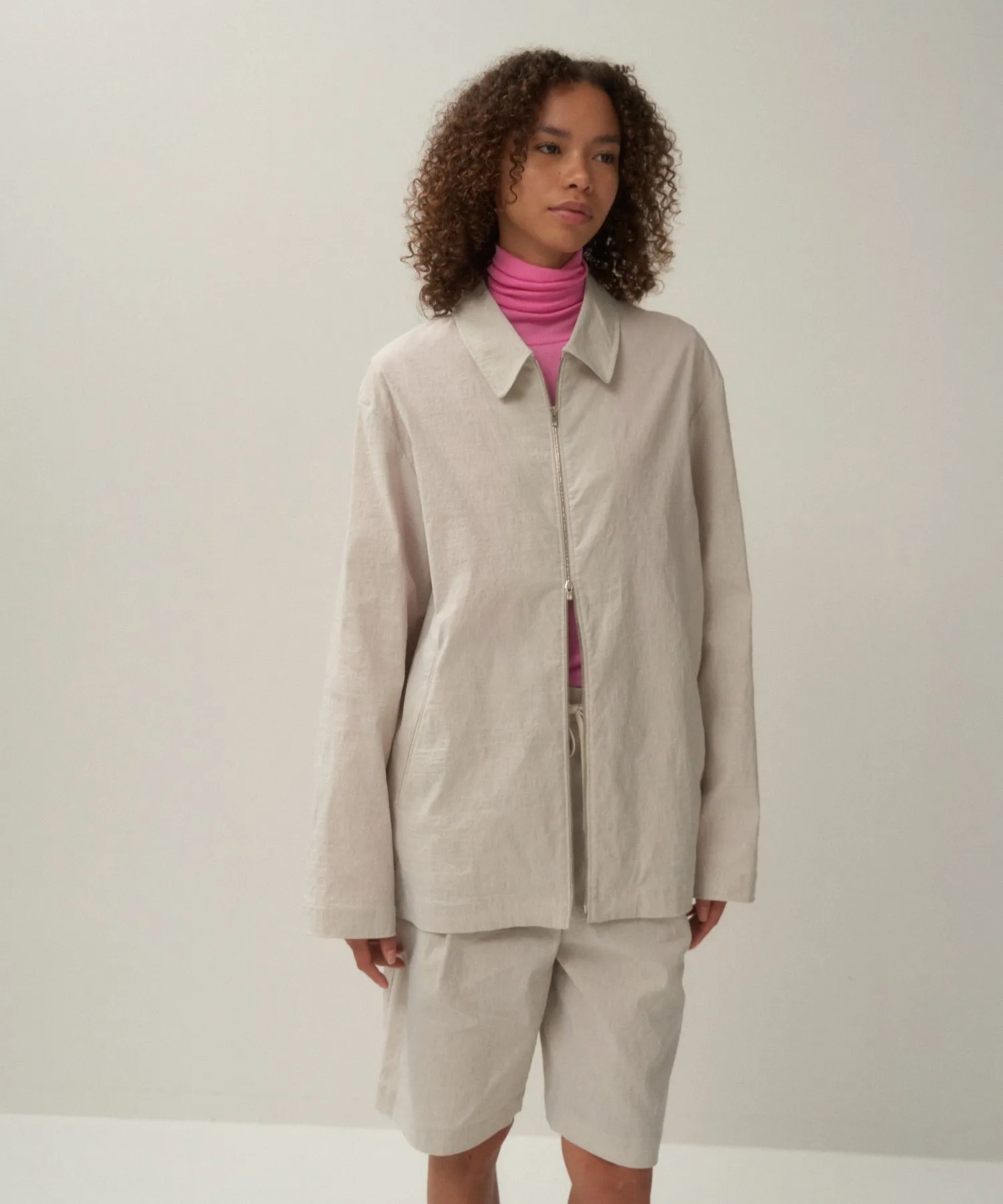 STRETCH NYLON LINEN | ZIP-UP JACKET sold by ATON