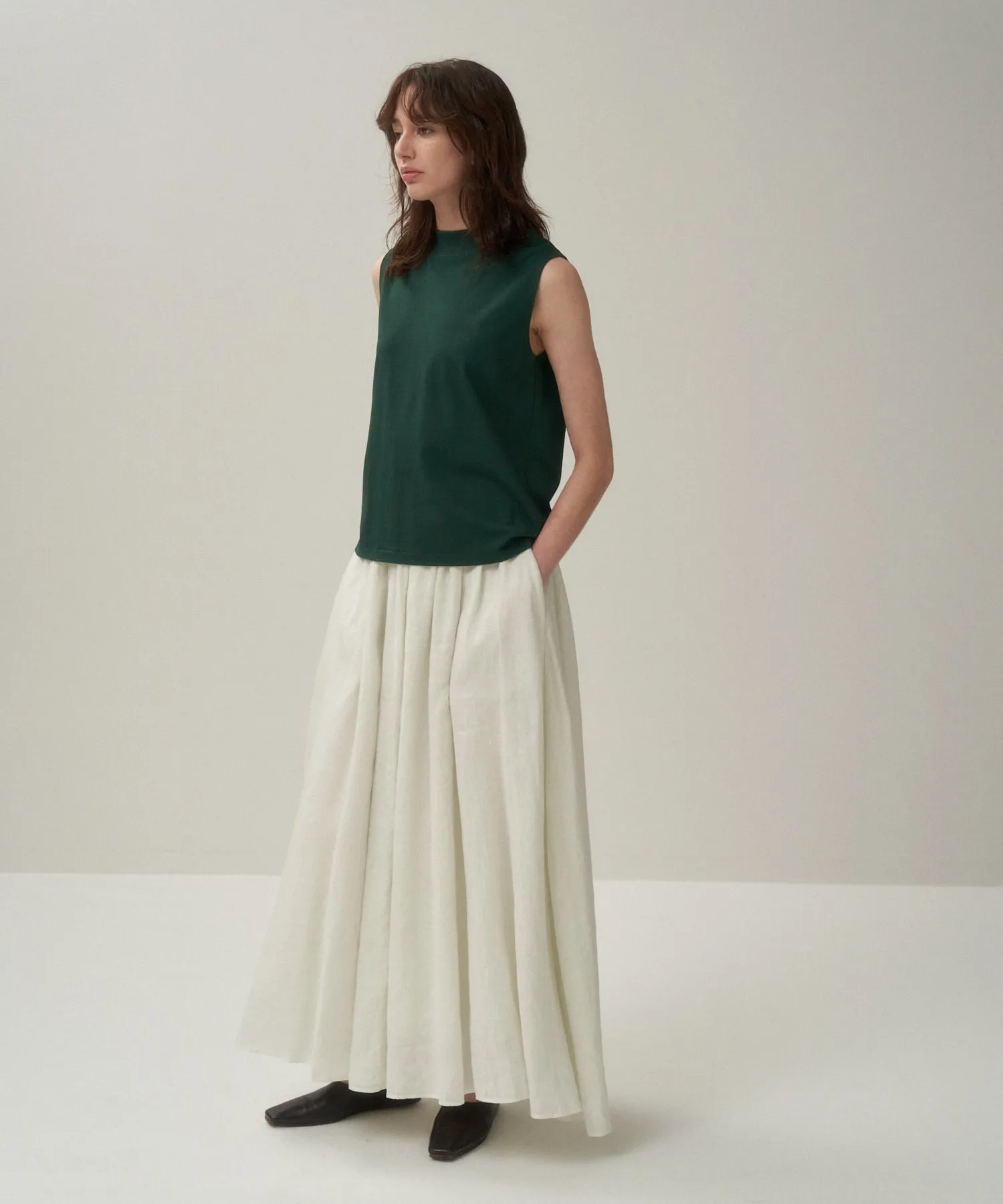 NATURAL DYED LINEN LAWN | GATHERD SKIRT sold by ATON product image thumbnail 3