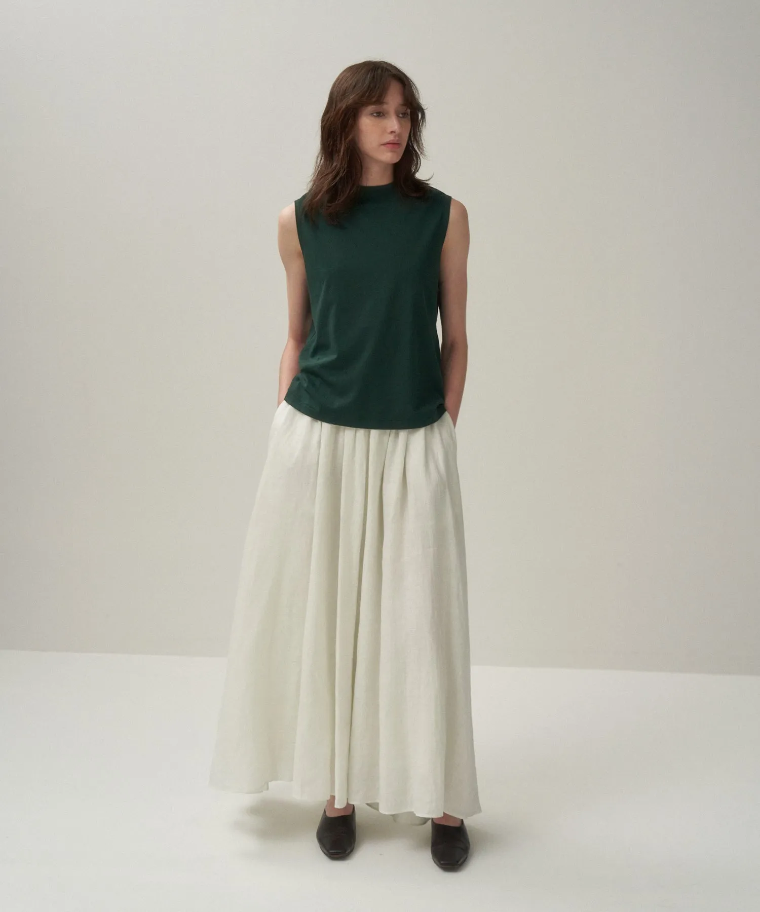 NATURAL DYED LINEN LAWN | GATHERD SKIRT sold by ATON product image thumbnail 2