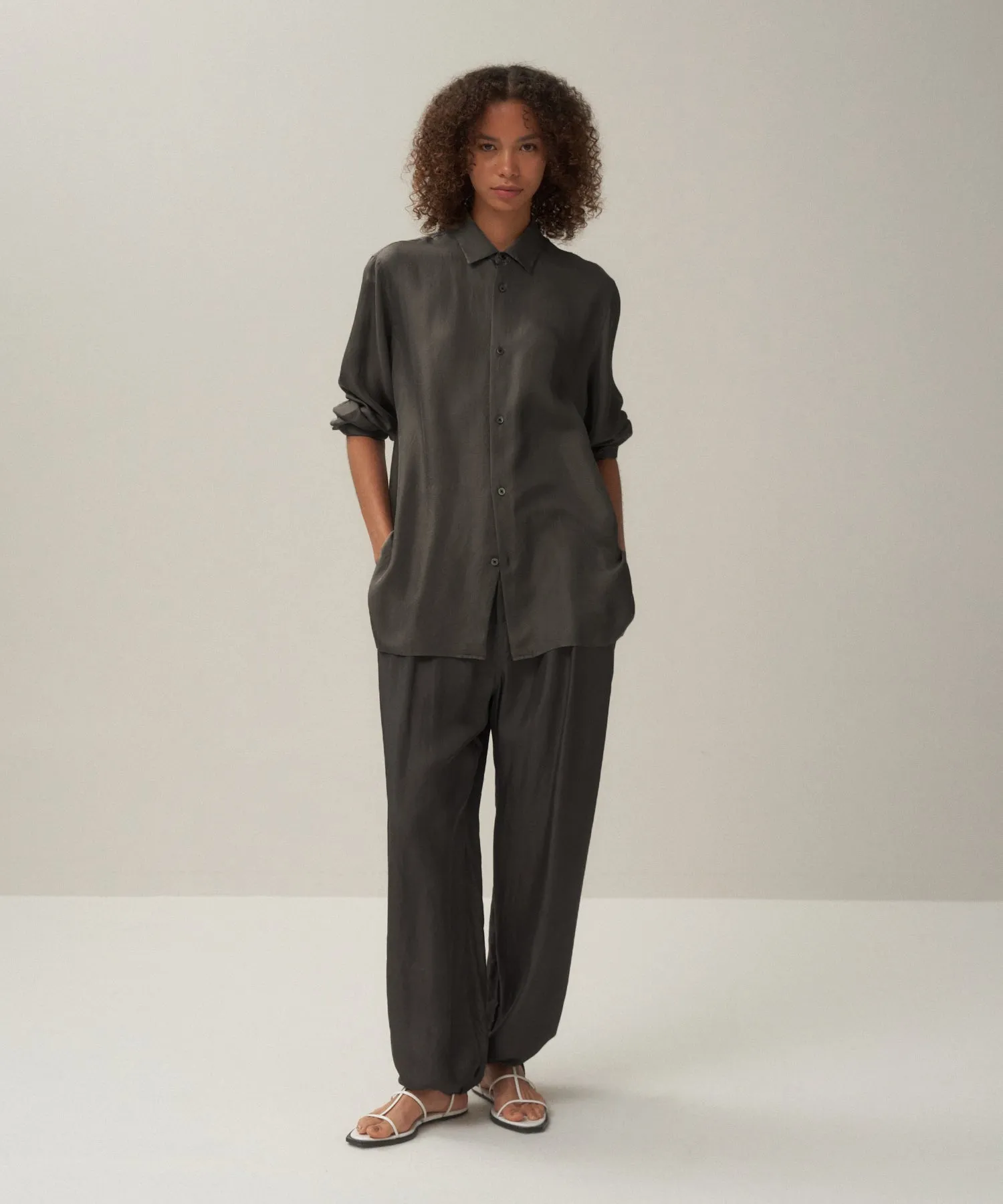 TRAVEL SILK TWILL | WIDE PANTS sold by ATON product image thumbnail 5