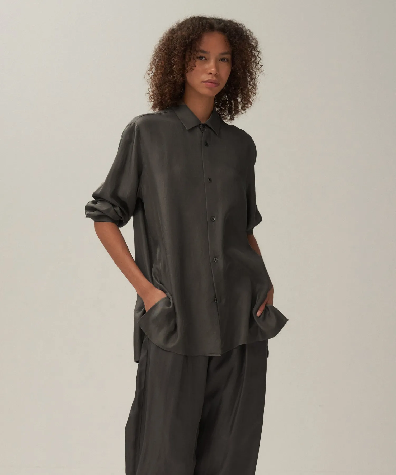 TRAVEL SILK TWILL | LONG SLEEVE SHIRT sold by ATON