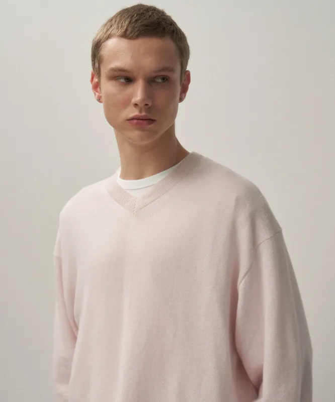 LINEN WOOL BRUSHED | V-NECK SWEATER made by ATON