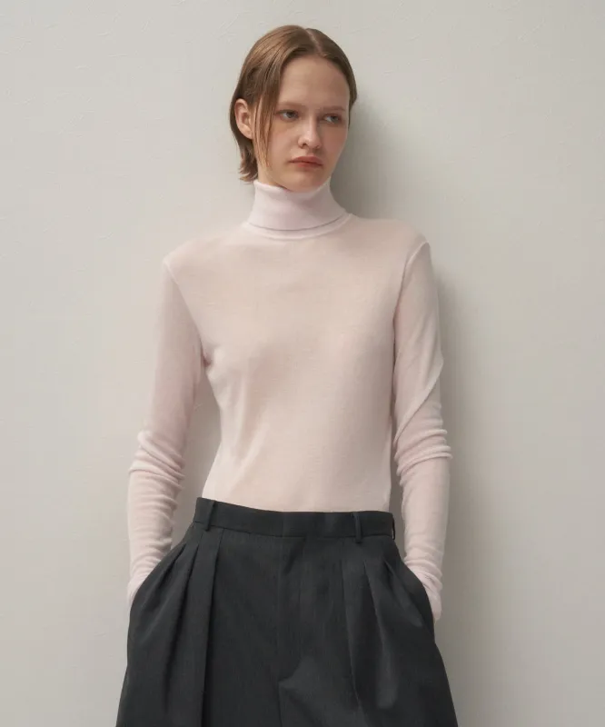 SILK BLENDED CIRCULAR RIB | TURTLENECK SWEATER sold by ATON