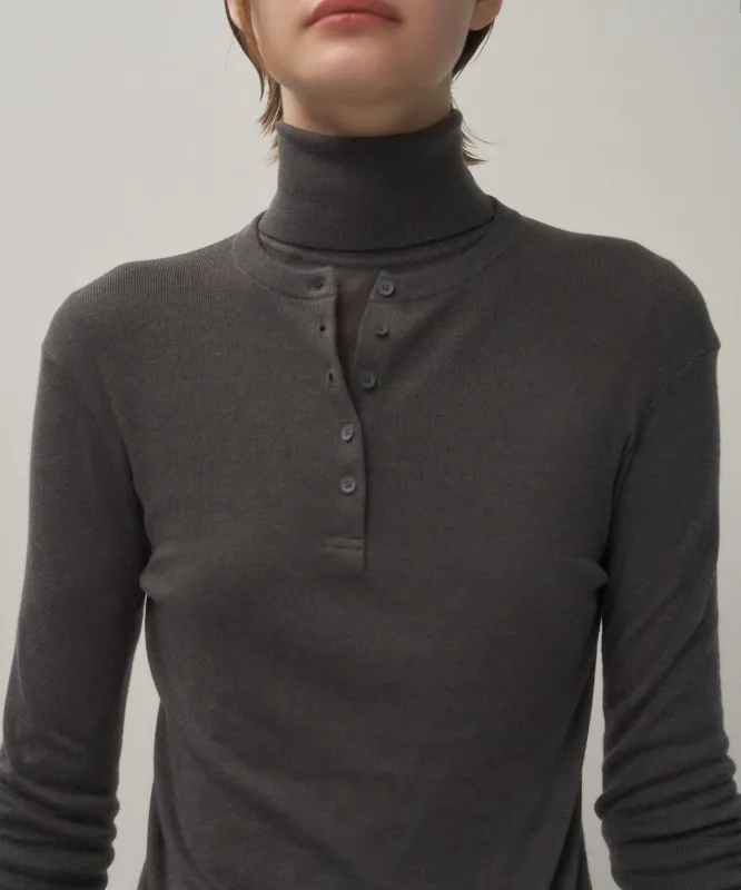 SILK BLENDED CIRCULAR RIB | HENRYNECK SWEATER sold by ATON