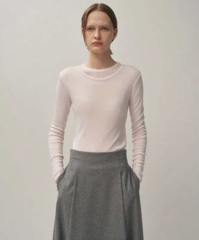 SILK BLENDED CIRCULAR RIB | CREW&CREW LAYERED sold by ATON