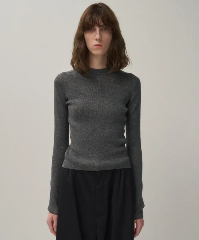 RAMIE WOOL RIB | RIB MOCKNECK SWEATER made by ATON