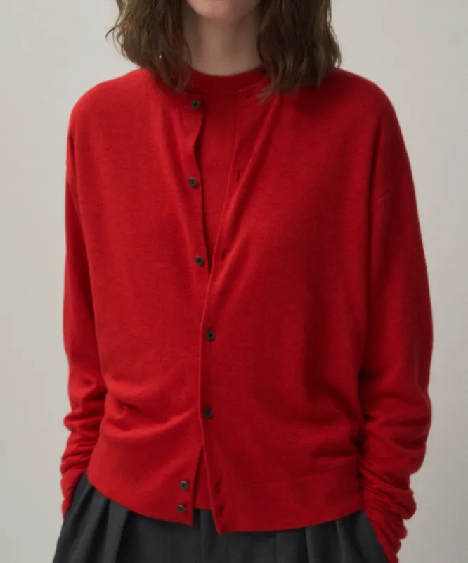 GARMENT DYED CASHMERE SILK | CREWNECK CARDIGAN sold by ATON