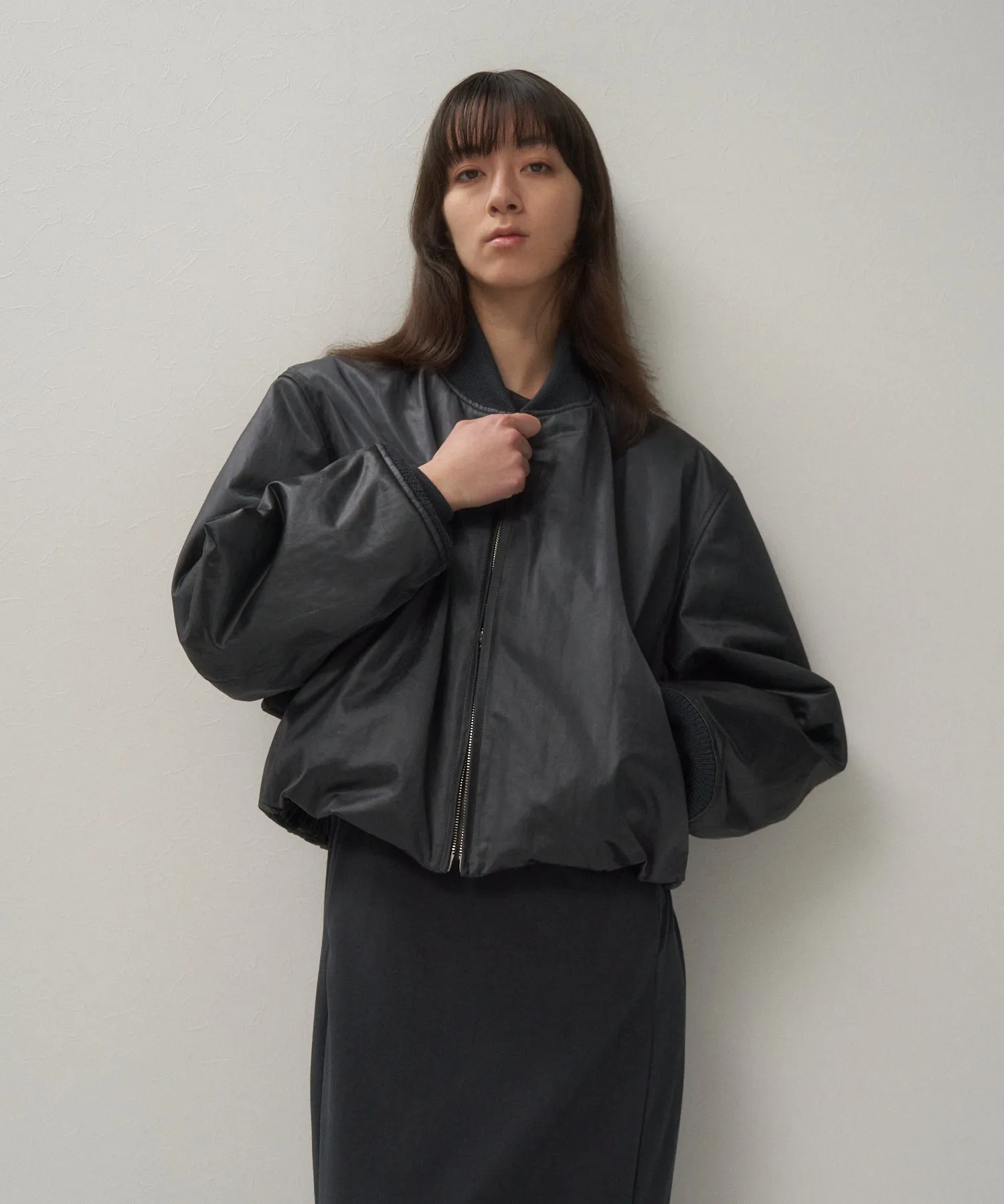 COWHIDE NYLON | CROPPED JACKET MA-1 sold by ATON product image thumbnail 2