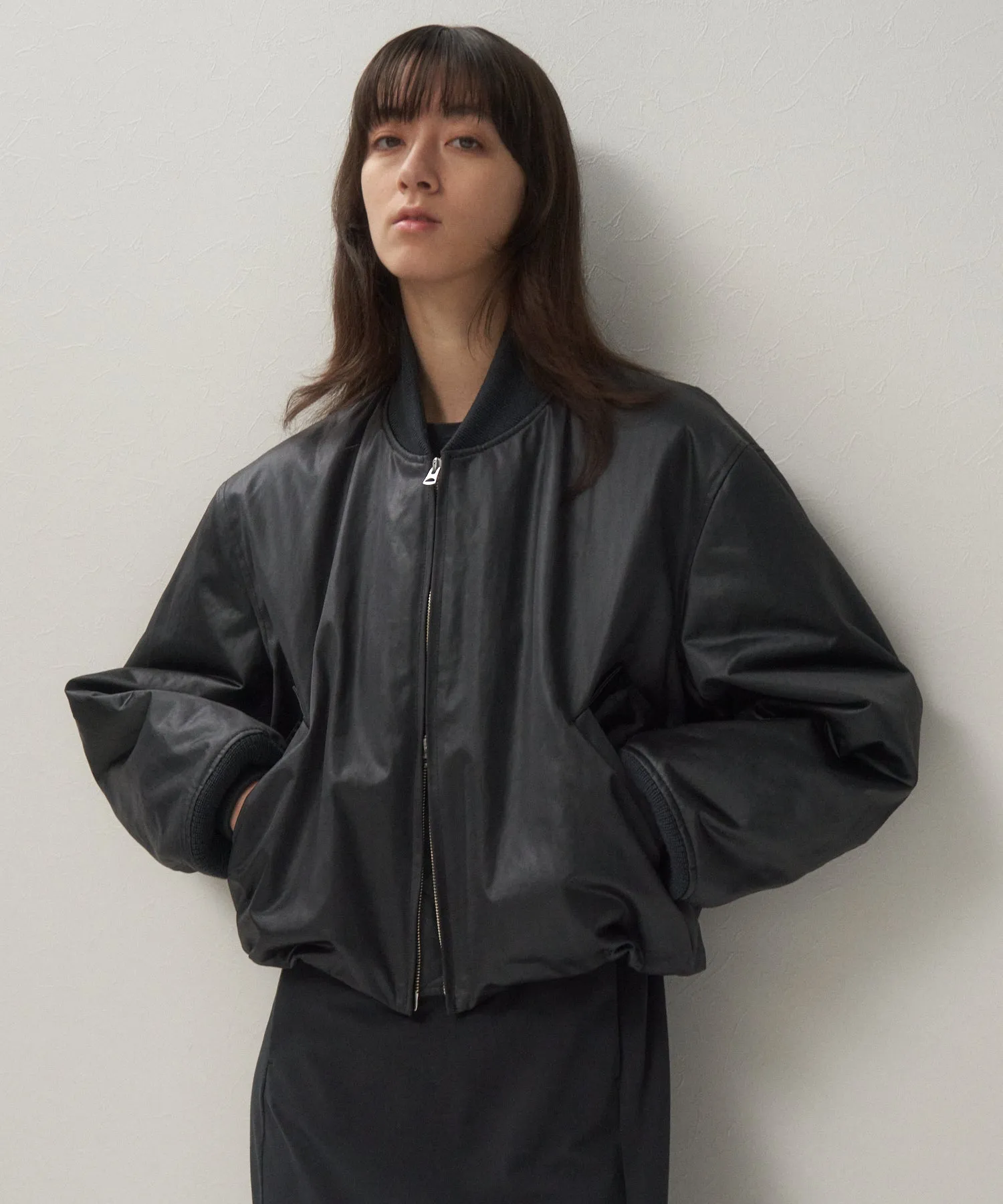 COWHIDE NYLON | CROPPED JACKET MA-1 sold by ATON