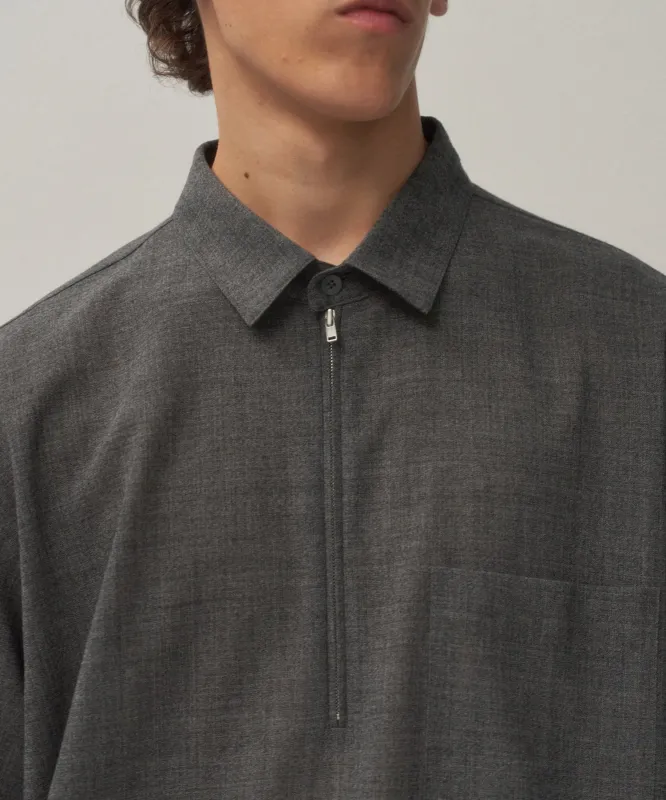 TWIST WOOL WASHER | ZIP UP SHIRT sold by ATON