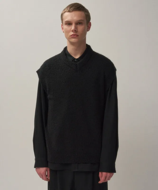 WOOL CASHMERE BOUCLE | V-NECK VEST sold by ATON