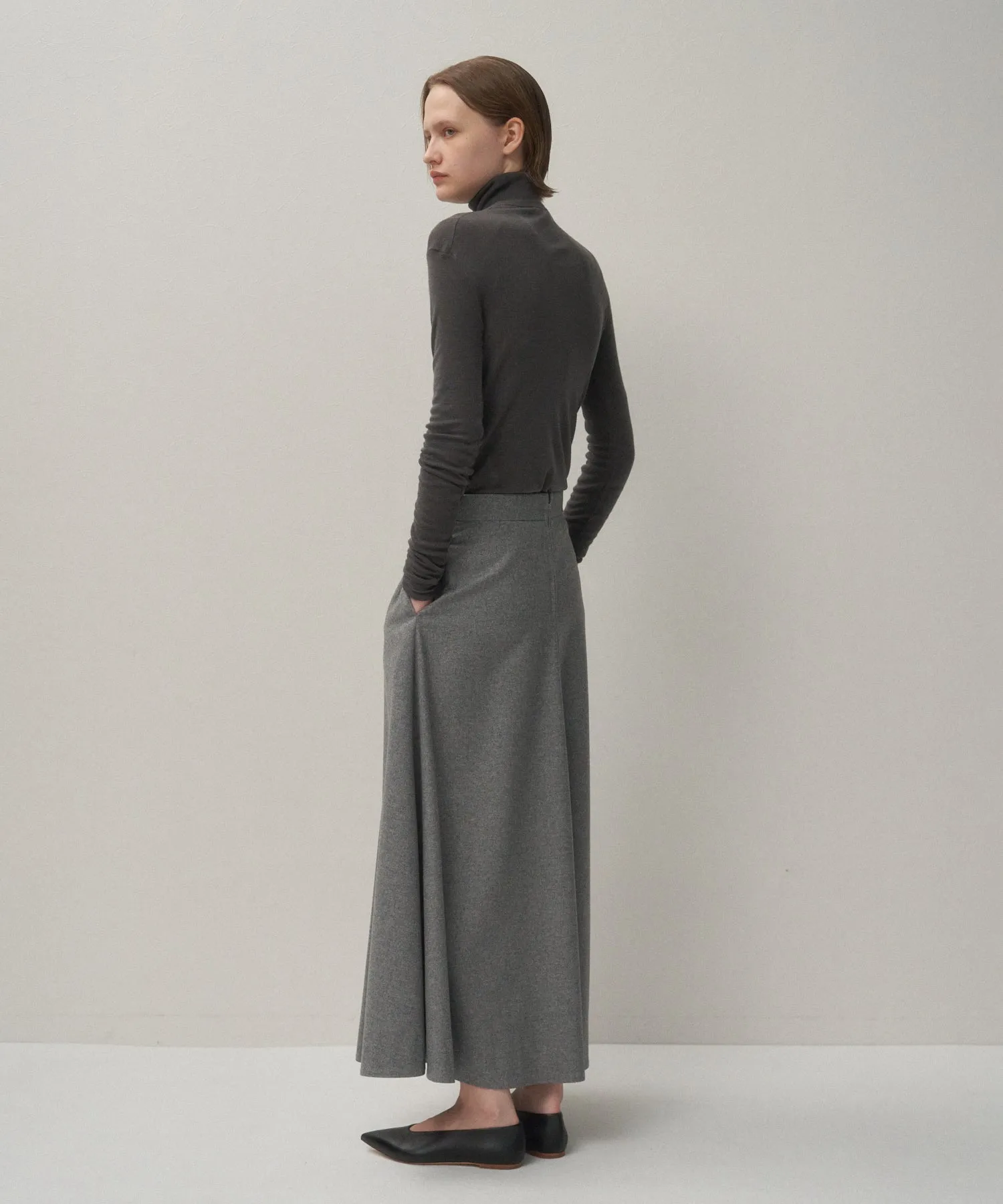 MERINO COLLEGE FLANNEL | FLARED SKIRT sold by ATON product image thumbnail 4