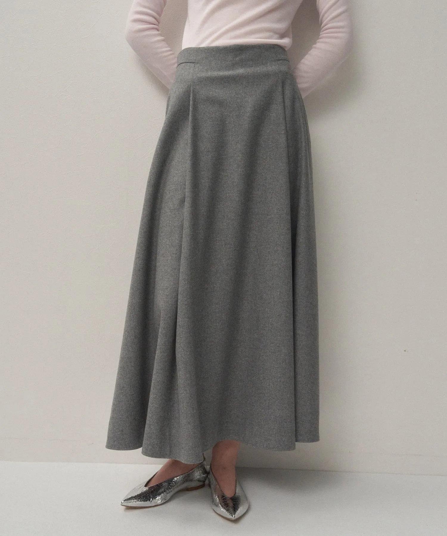 MERINO COLLEGE FLANNEL | FLARED SKIRT sold by ATON