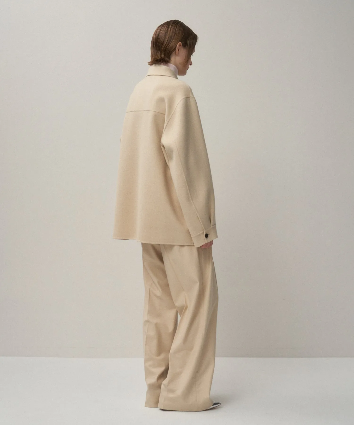 MERINO COLLEGE FLANNEL | TUCKED WIDE PANTS sold by ATON product image thumbnail 4