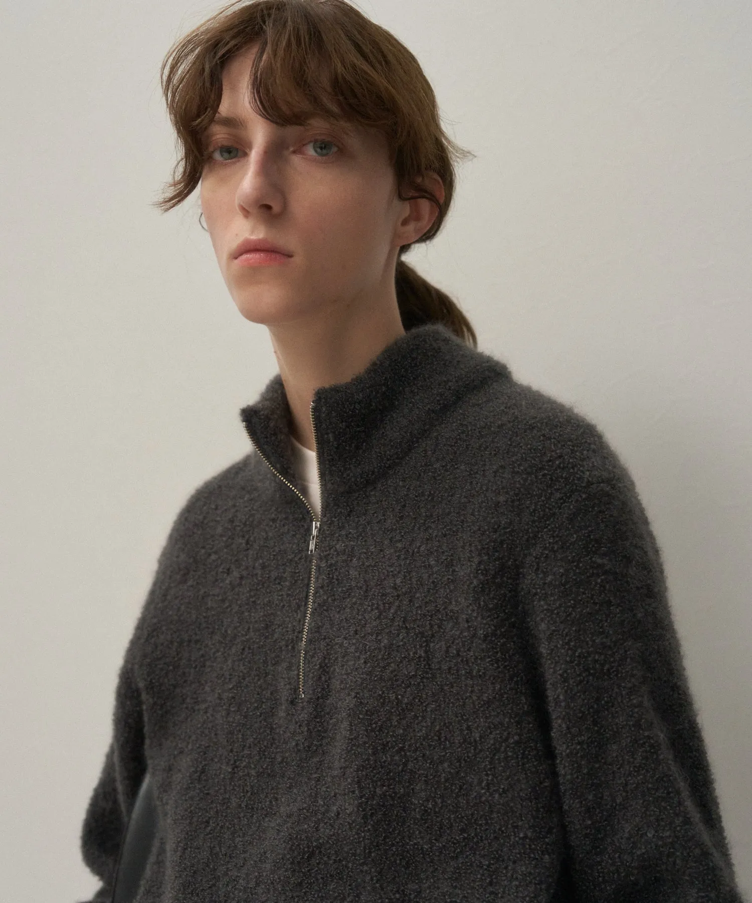 KID MOHAIR LOOP | HALF ZIP SWEATER sold by ATON