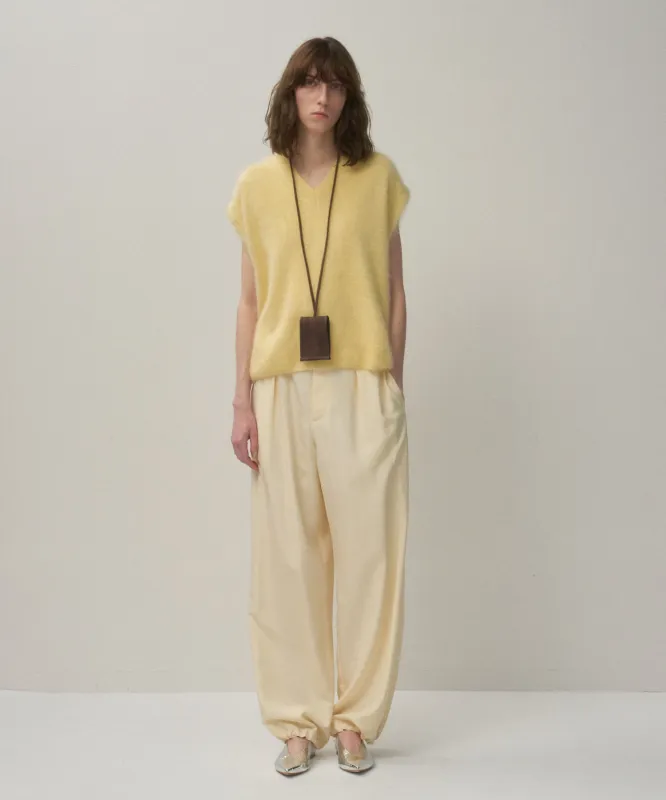 SILK SUEDE | TUCKED EASY PANTS sold by ATON