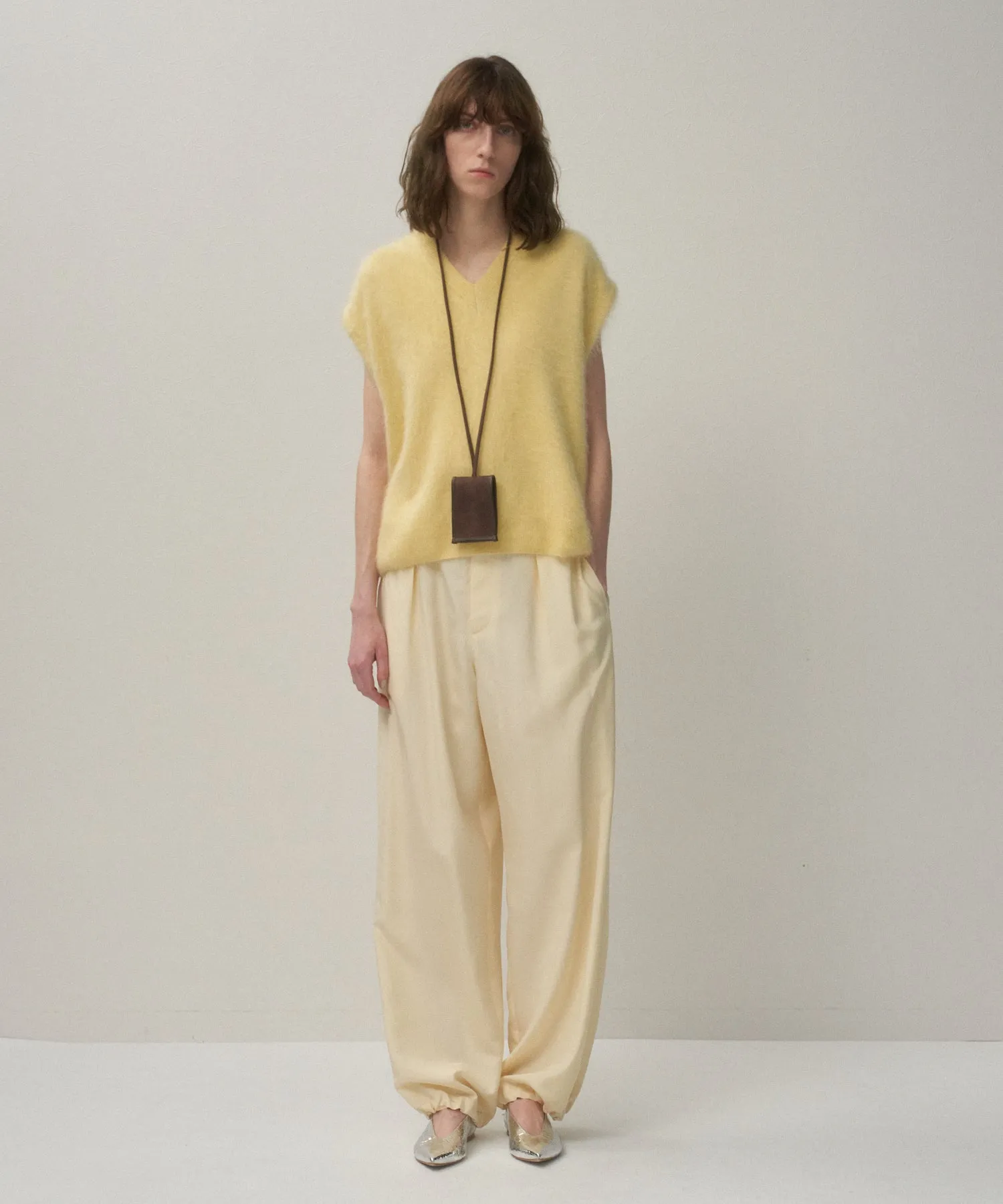 SILK SUEDE | TUCKED EASY PANTS sold by ATON