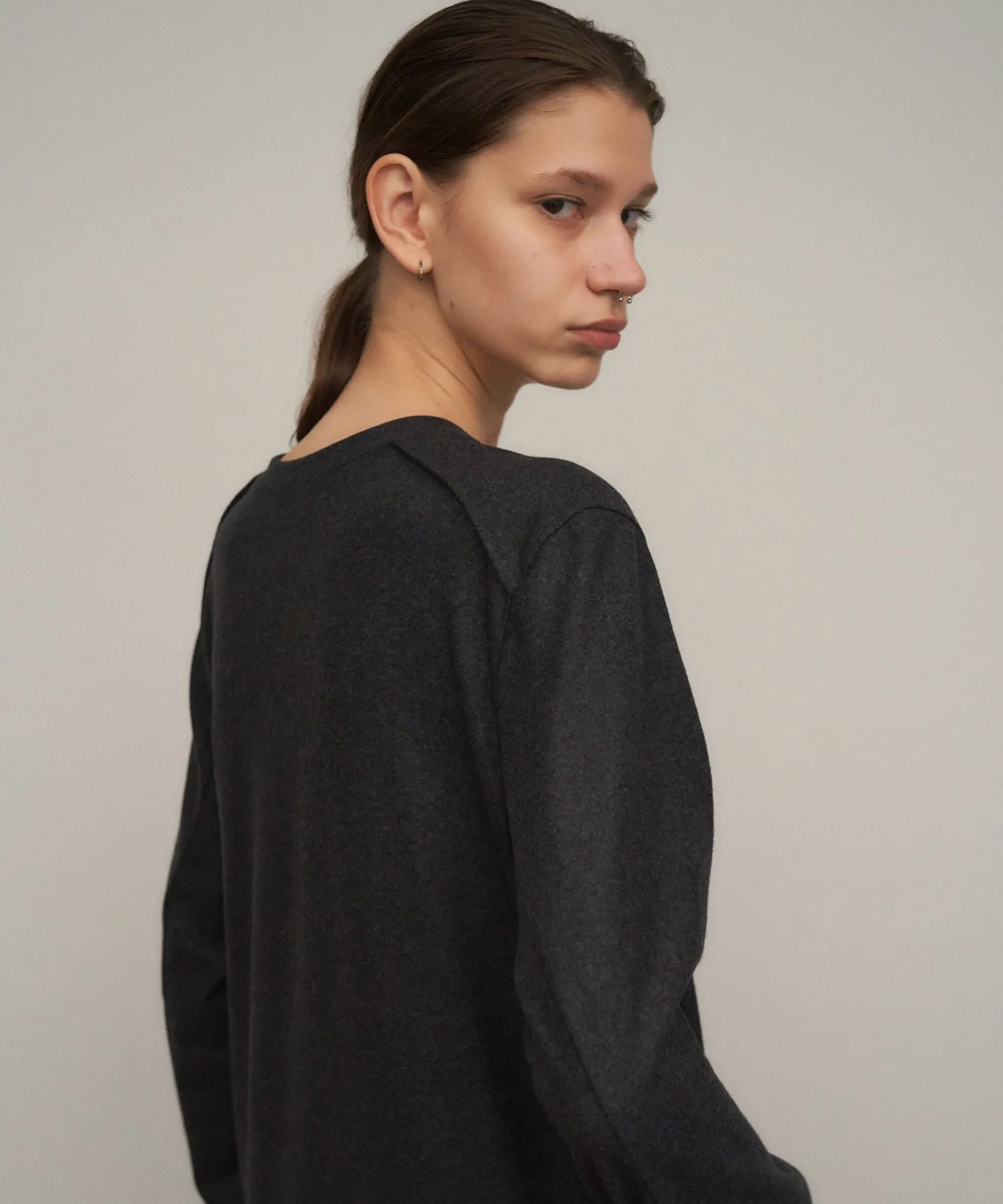 MERINO COLLEGE JERSEY | V-NECK DRESS sold by ATON product image thumbnail 3