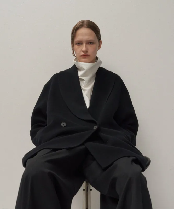 MERINO DOUBLE MELTON | SHAWL COLLAR SHORT COAT sold by ATON