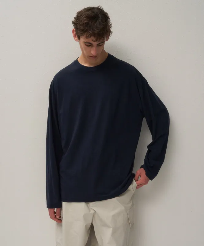 ROYAL WOOL JERSEY | LOOSE FIT LONG SLEEVE T-SHIRT made by ATON