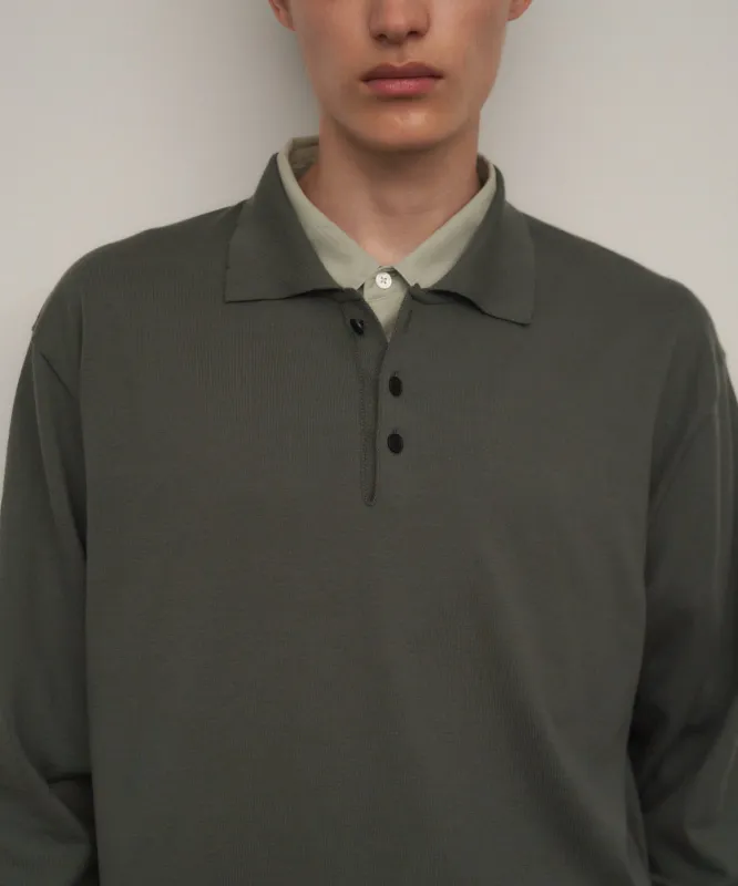 FINE COMPACT COTTON | POLO SWEATER sold by ATON