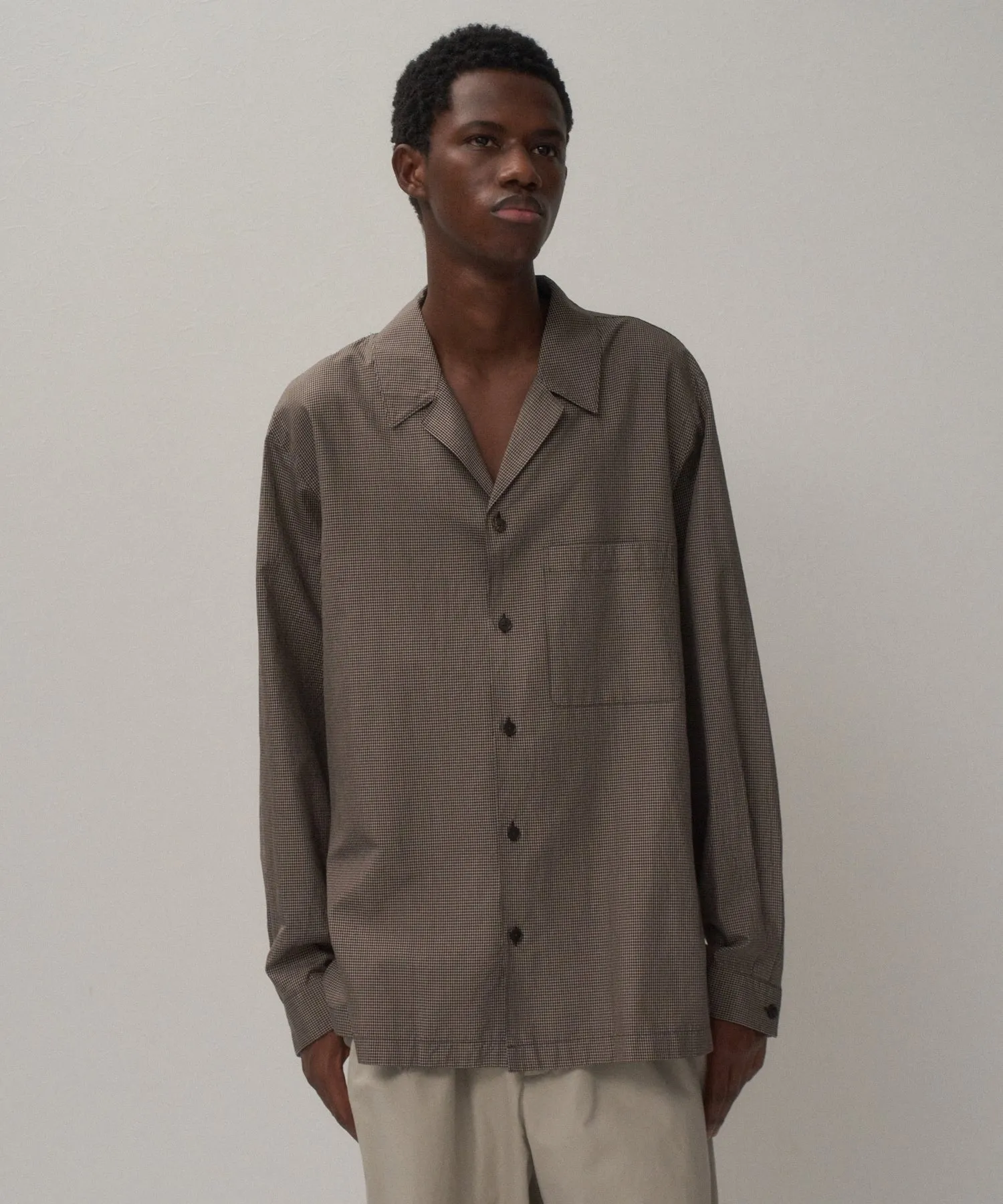 FINE SILK TAFTA | OPEN COLLAR SHIRT sold by ATON product image thumbnail 2