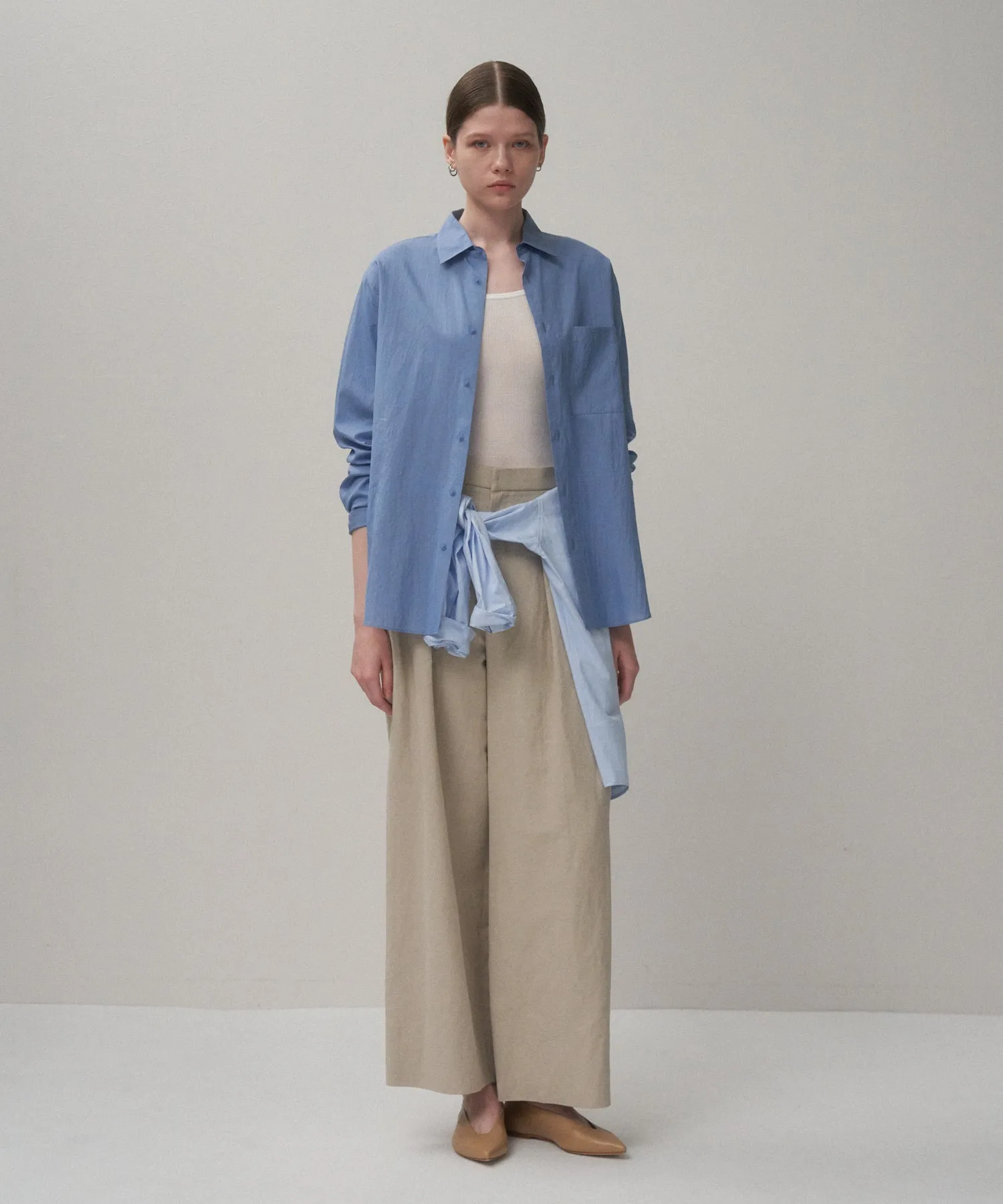 ROUND COTTON LINEN | WIDE EASY PANTS sold by ATON product image thumbnail 5