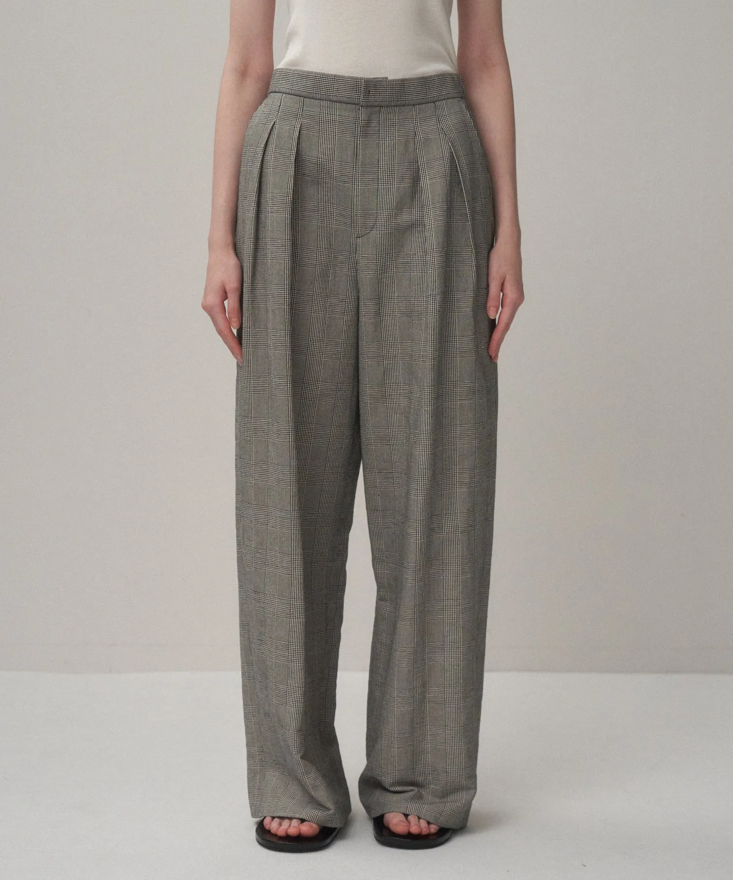 ROUND COTTON LINEN | WIDE EASY PANTS sold by ATON