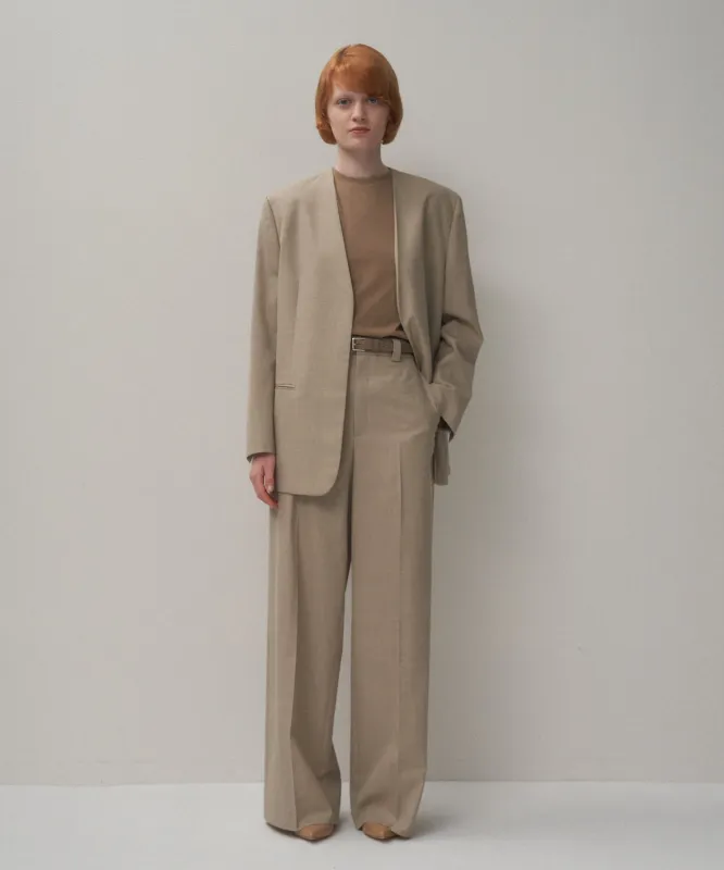 WOOL SILK TWILL | TUCKLESS WIDE PANTS made by ATON