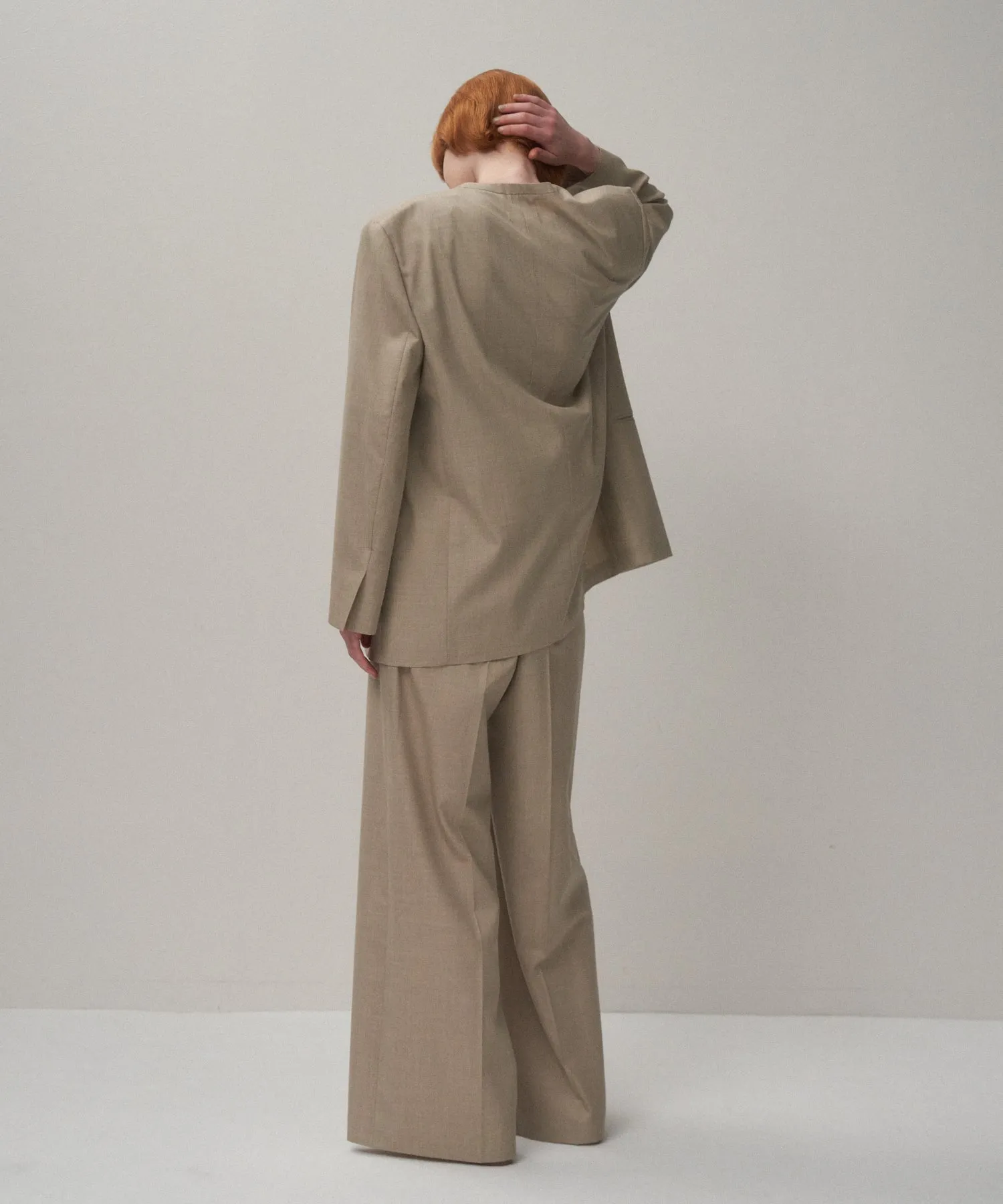 WOOL SILK TWILL | TUCKLESS WIDE PANTS sold by ATON product image thumbnail 2