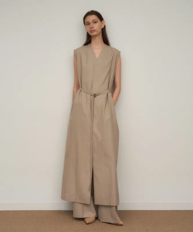 WOOL SILK TWILL | GILET DRESS made by ATON