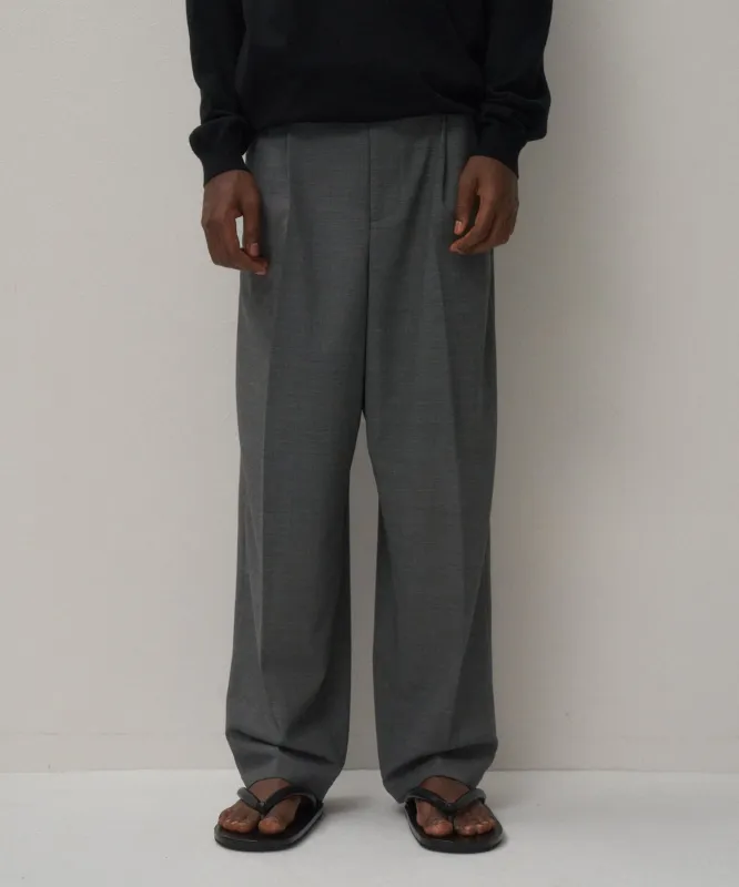 TWIST WOOL GAUZE | TWO TUCKED EASY PANTS made by ATON