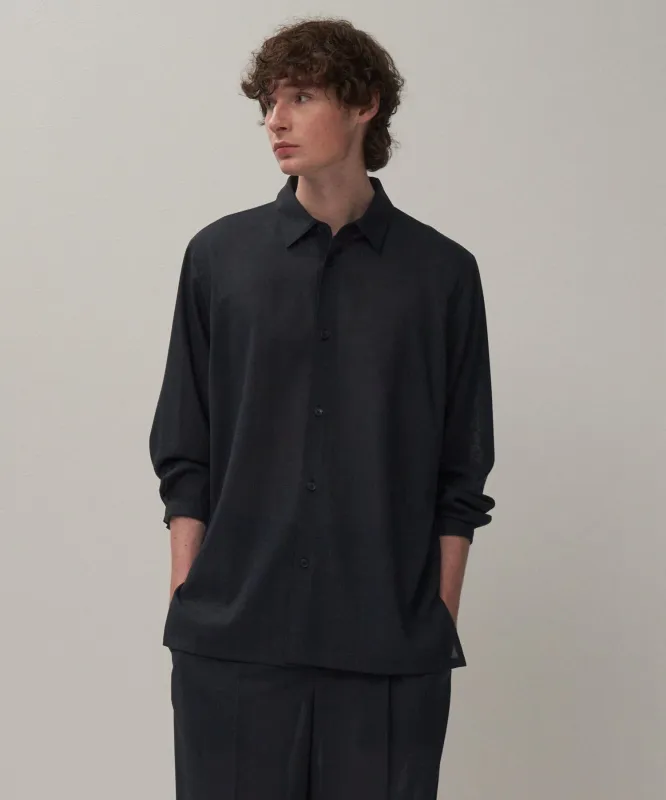 TWIST WOOL GAUZE | LOOSE FIT SHIRT made by ATON