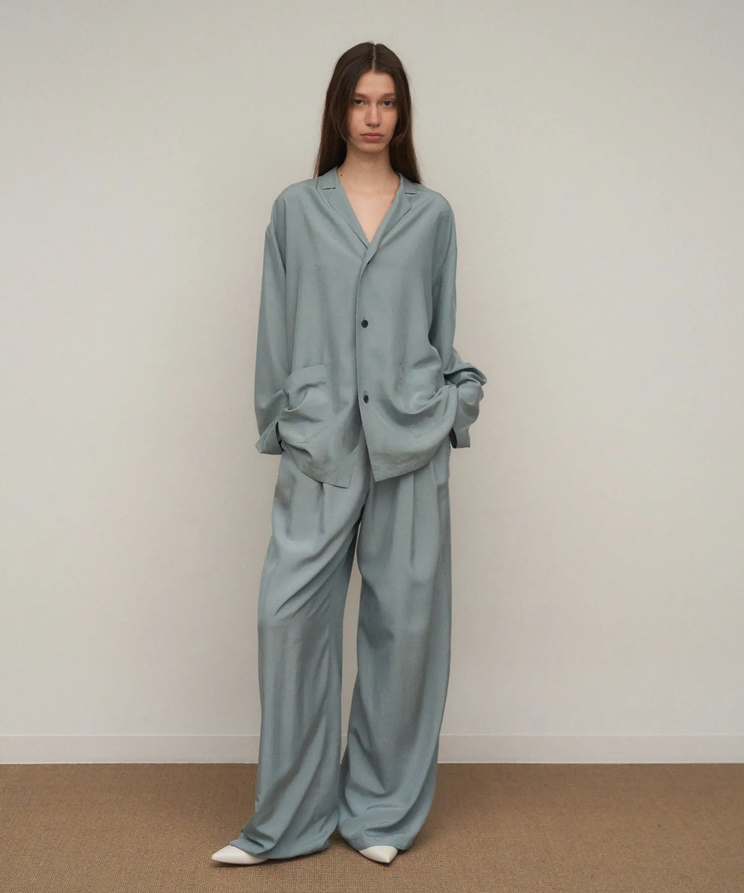 SILK SUEDE | WIDE EASY PANTS sold by ATON