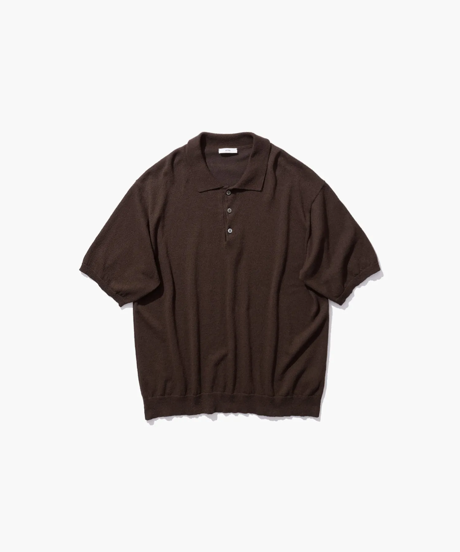 COTTON WASHI BOUCLE | HALF SLEEVE POLO SWEATER sold by ATON product image thumbnail 4