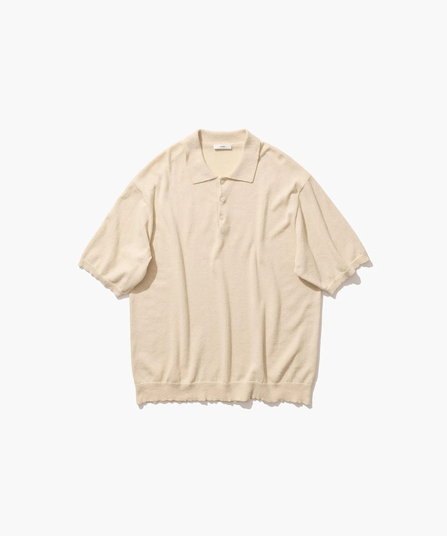 COTTON WASHI BOUCLE | HALF SLEEVE POLO SWEATER sold by ATON product image thumbnail 3