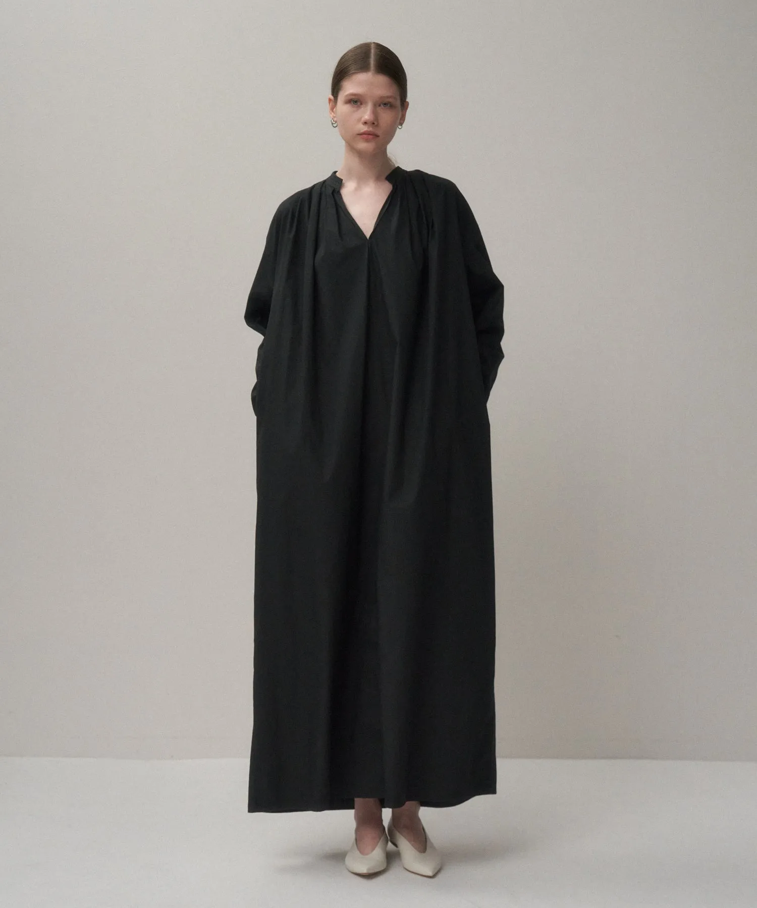 NATURAL DYED COTTON LAWN | TUCKED LONG SLEEVE DRESS sold by ATON product image thumbnail 4