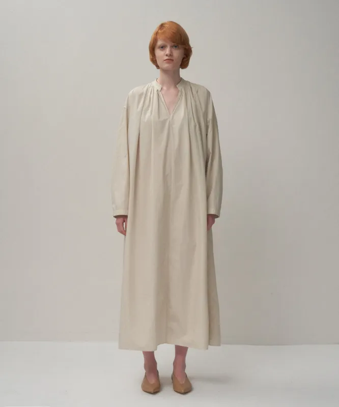NATURAL DYED COTTON LAWN | TUCKED LONG SLEEVE DRESS made by ATON