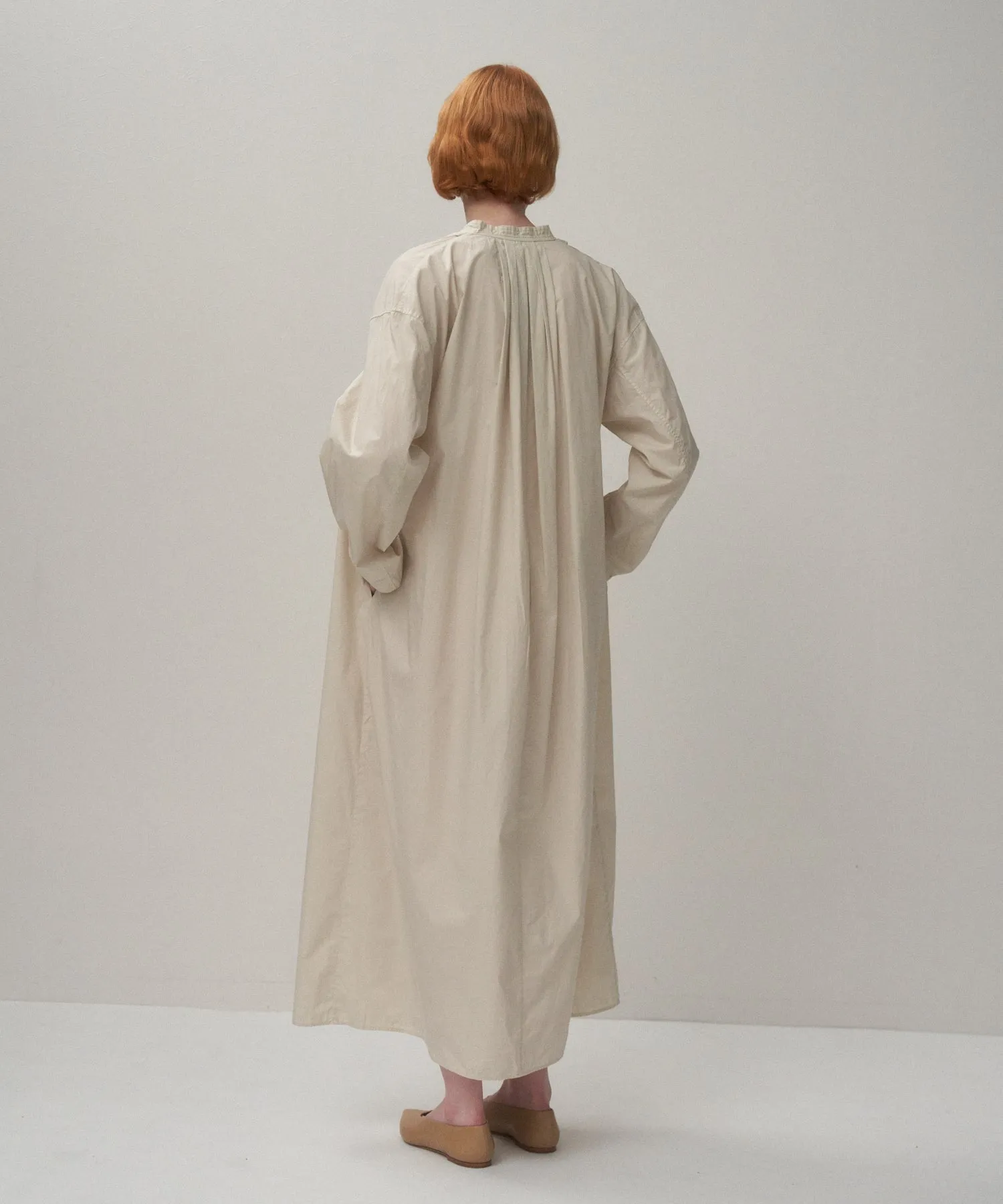 NATURAL DYED COTTON LAWN | TUCKED LONG SLEEVE DRESS sold by ATON product image thumbnail 2