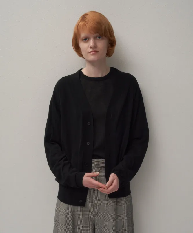 HIGH TWIST COTTON | V-NECK KNIT CARDIGAN made by ATON